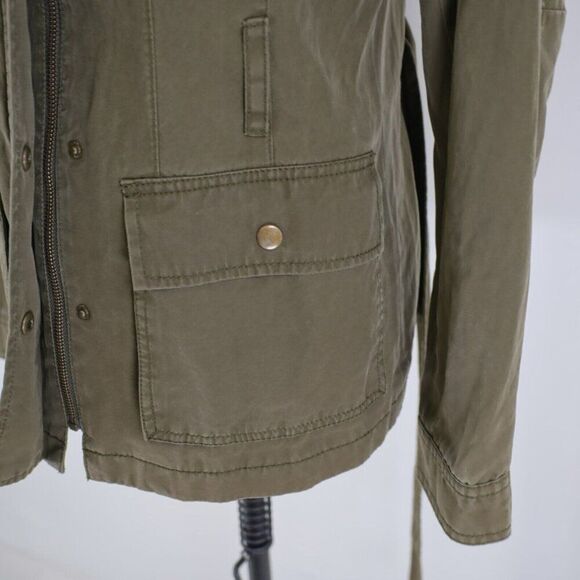 Banana Republic Green Small Polyester Pocket Mock Neck Belted Jacket Lined - Picture 4 of 16